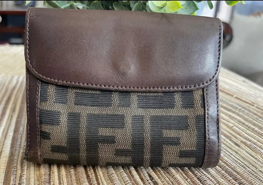 Fendi Zucca Print brown bifold wallet